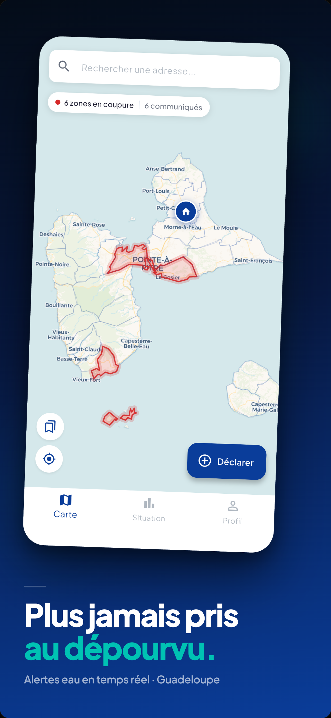 Carte des coupures en Guadeloupe